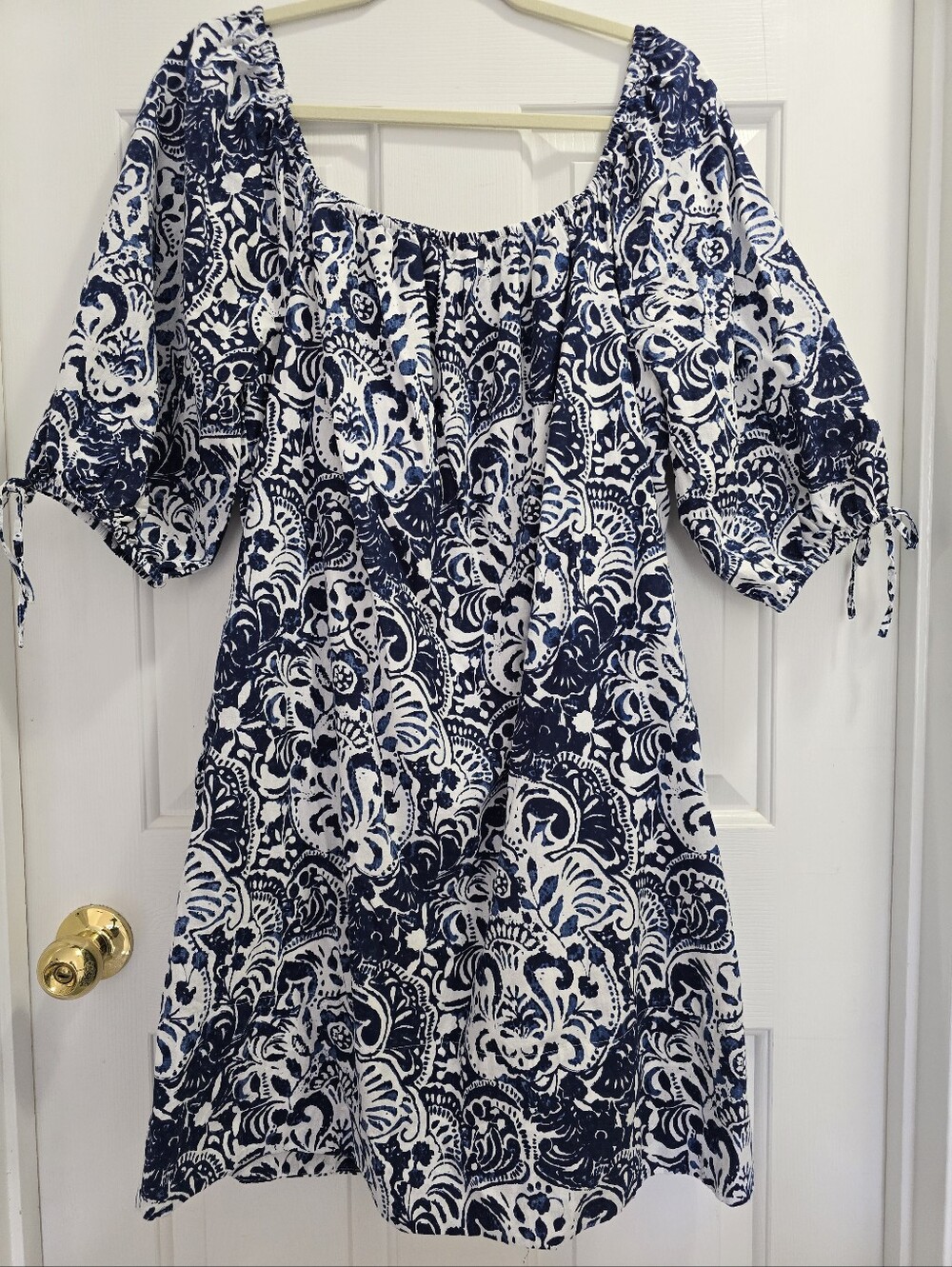 Dylan ♡ Botique Blue / Navy & White Print  Fully Lined Cotton Women’s Dress M, L